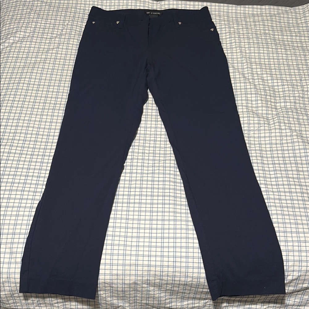 Zac & Rachel Navy Blue Straight-Leg Slacks